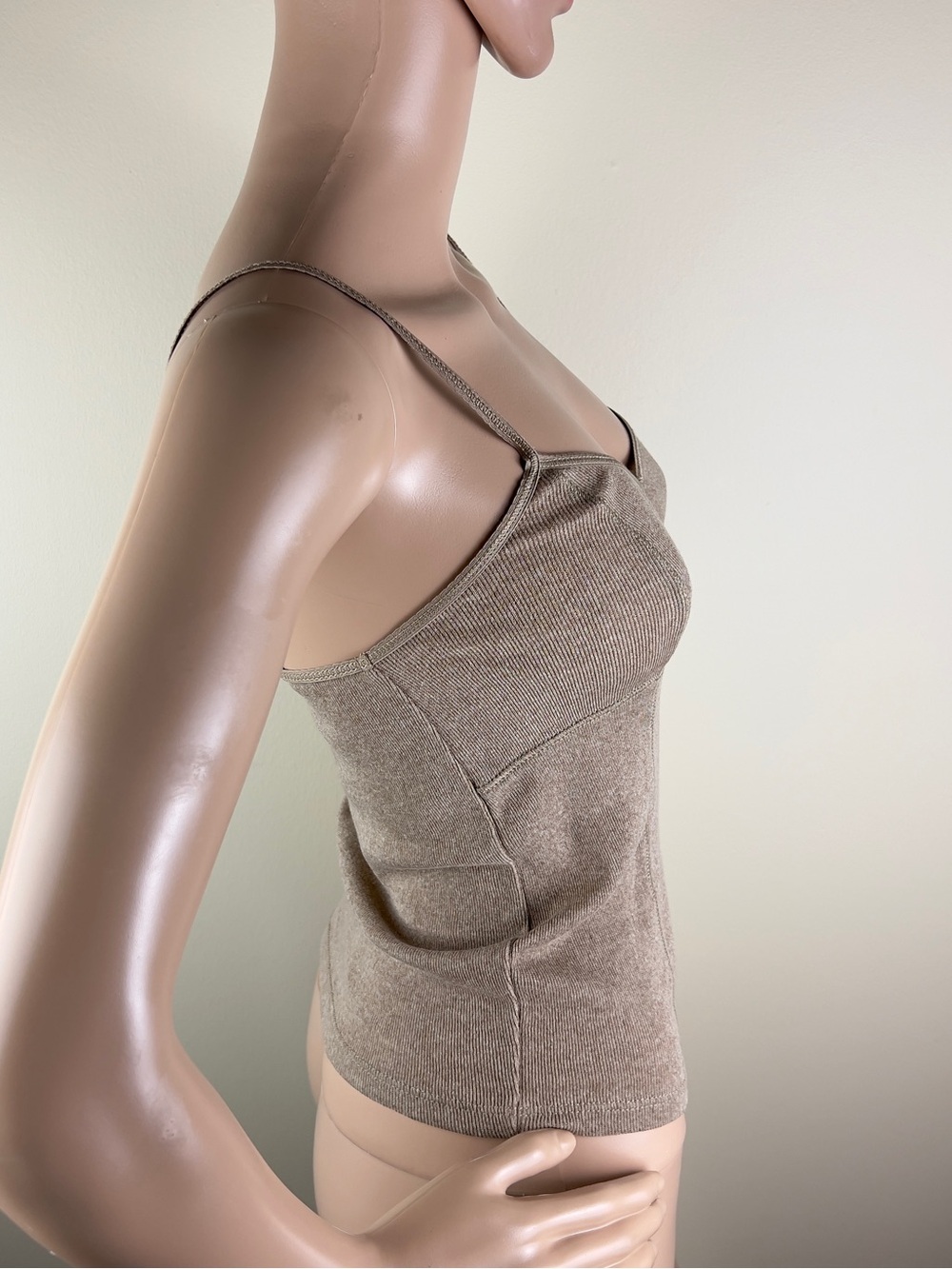 NEW ZARA BEIGE COTTON BLEND TANK TOP - Picture 4 of 7